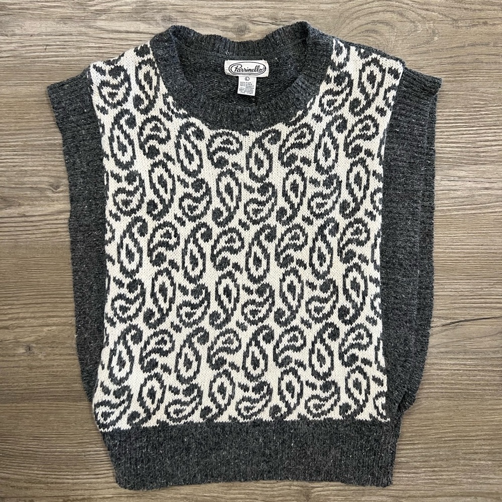Parrinello Vintage Silk Linen Angora Paisley Vest Size Large